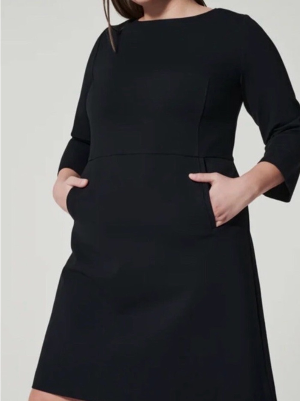 SPANX Black Perfect A-line 3/4 Sleeve Dress